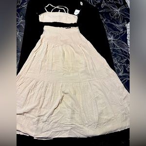 Lace Back Cropped Cami & Skirt Set 2- piece Maxi Skirt Set